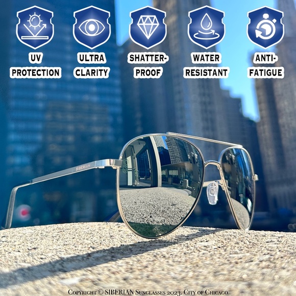 SIBERIAN Real Glass SILVER Flash Mirror Premium Aviator Sunglasses Unisex 60mm - Picture 6 of 13